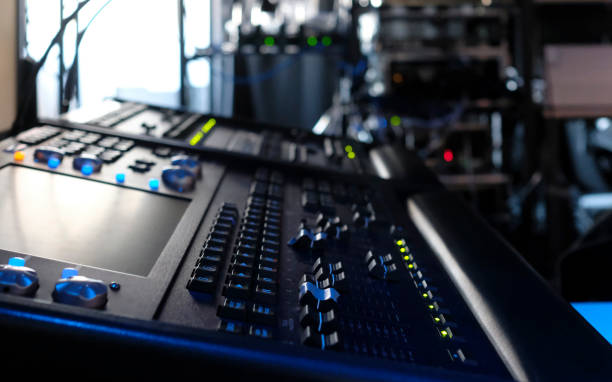istock Audio equipment backstage in a TV studio 1467544535