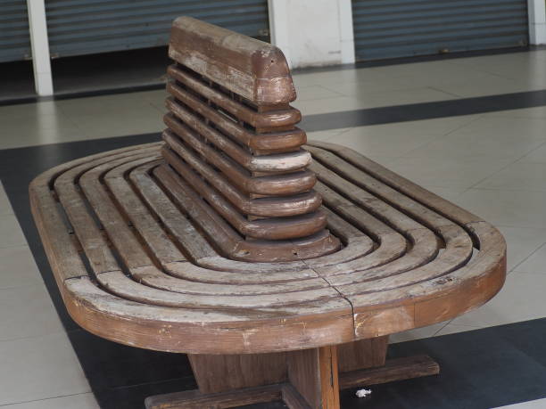 istock Brown, gray and black wooden chairs, white light 1467544932
