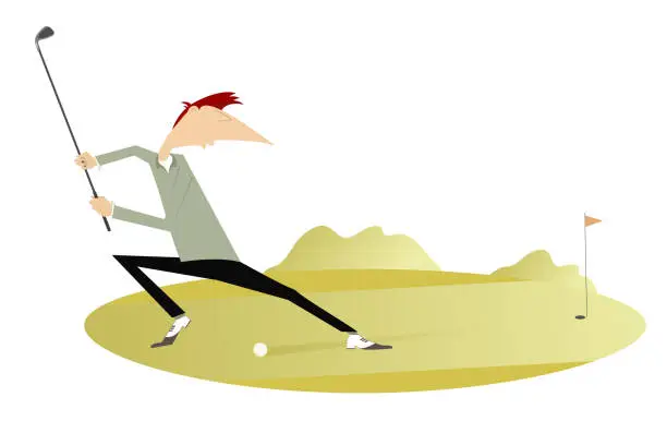 Vector illustration of Golfer man on the golf course