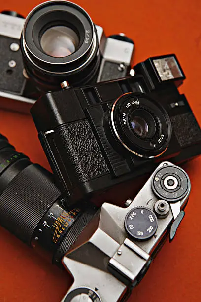 Photo of old film cameras