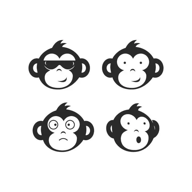 Vector illustration of Funny Monkey Face