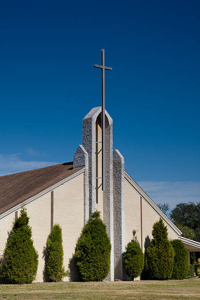 istock Church viewed at angle with trees in front - afternoon 146755218