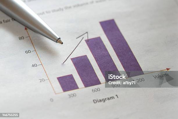 Photo libre de droit de Stylo Sur Diagramme En Bâtons banque d'images et plus d'images libres de droit de Affaires - Affaires, Amélioration, Cercle