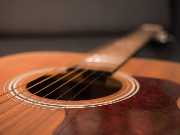 istock Practice playing the acoustic guitar. Hands playing guitar and picking chords 1467554651