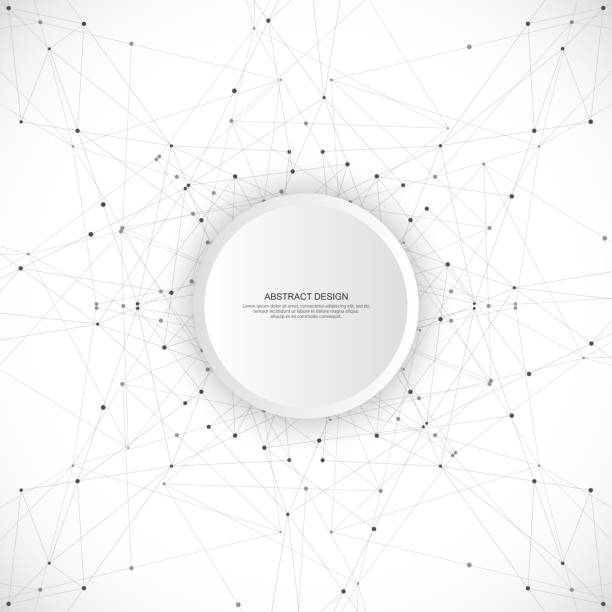 abstrakcyjne fraktalne tło i wzór geometryczny z łączącymi kropkami i liniami - lymph node stock illustrations