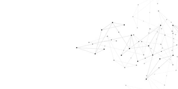 abstrakcyjne tło i geometryczny wzór z łączeniem kropek i linii. koncepcja sieci, połączenie internetowe i globalna komunikacja - lymph node stock illustrations