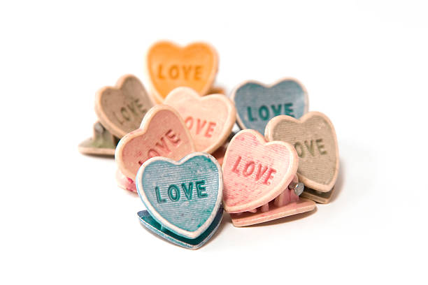 Colorful Heart or Love Hair Clips stock photo