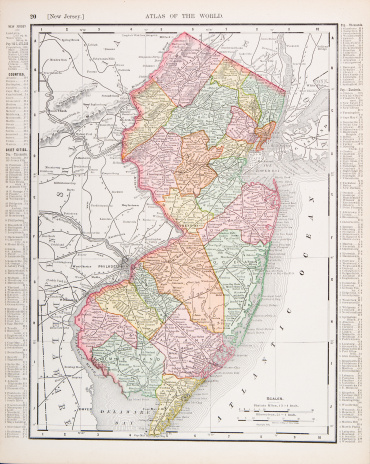 Vintage map of the state of New Jersey , U.S.  - See lightbox for more