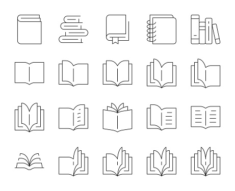 Book Thin Line Icons Vector EPS File.