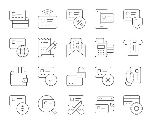 Vector illustration of Credit Card - Thin Line Icons