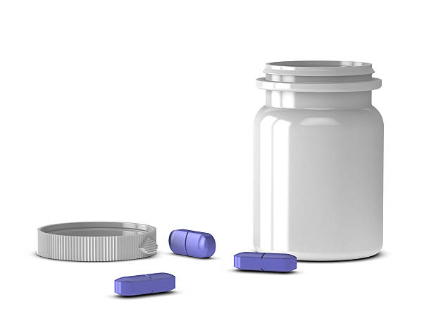 Pill Container with Drugs stock photo