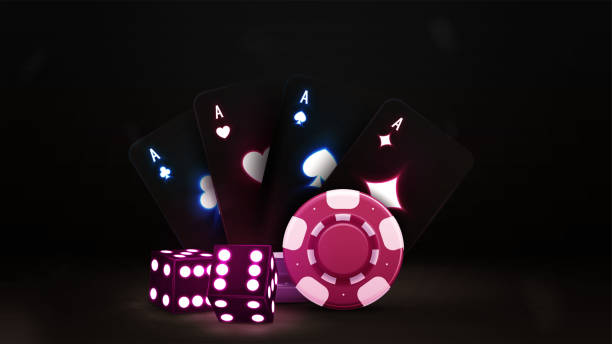 istock Black playing cards, dice and casino chips in dark scene 1467572726