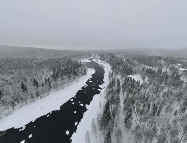 Free Stock Photo of Aerial View of River with Ice Floes | Download Free ...