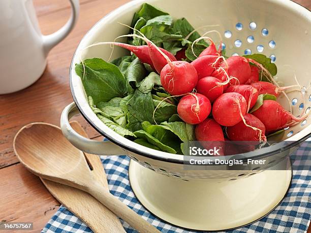 Fresh Picked And Washed Radishes Stock Photo - Download Image Now - Colander, Crucifers, Domestic Kitchen