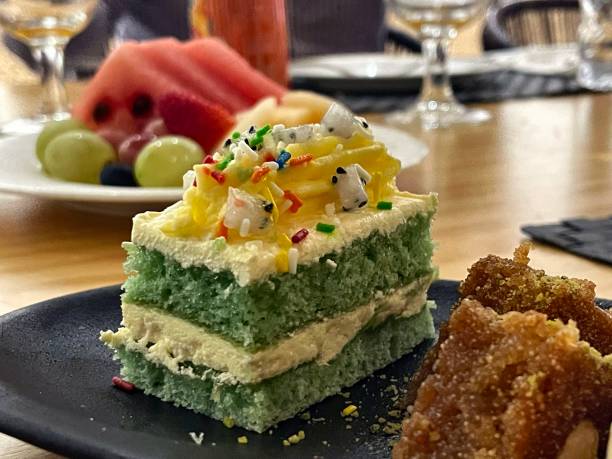 Colorful Dessert of delicious cake with cream