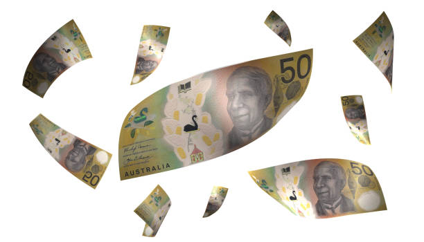 istock 3D Render Set of Flying Australia 50 Dollars Money Banknote 1467576888