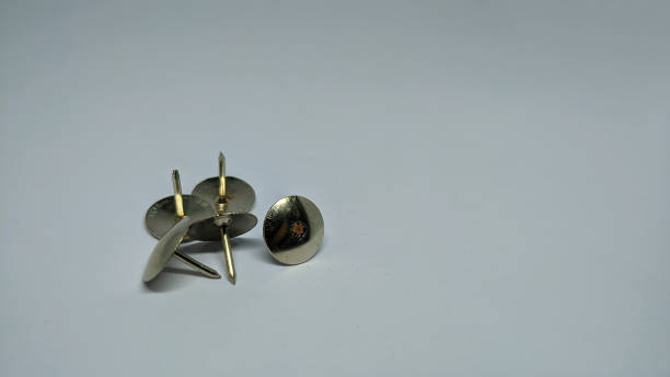 istock Set of thumbtacks or push pins in different positions, isolated on white background 1467577005
