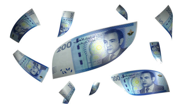 istock 3D Render Set of Flying Morocco 200 Dirhams Money Banknote 1467577581