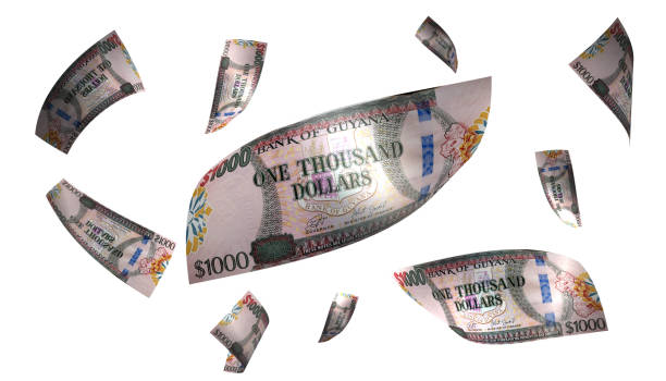 istock 3D Render Set of Flying Guyana 1000 Dollars Money Banknote 1467577704