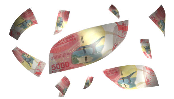 istock 3D Render Set of Flying Madagascar 5000 Ariary Money Banknote 1467577877