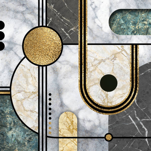 istock abstract geometric background with gold and marble textures, modern wallpaper 1467579724