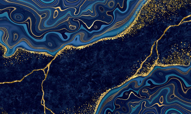 istock abstract blue gold background, artificial texture of marble and agate, creative japanese kintsugi effect, decorative marbling wallpaper 1467579813