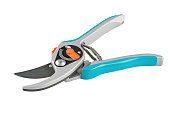 Garden secateurs. Pruning shears  for cutting branches  isolated on white background. Garden tool. File contains clipping path.