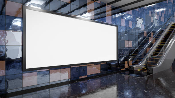 istock 3D Render. Blank billboard in subway. Useful for your advertising. 1467588764