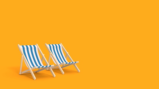 Summer sale banner. beach chair. concept of vacation. 3D illustration