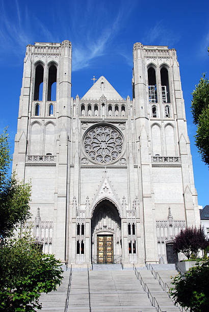 Grace Cathedral Entrance in San Francisco stock photo