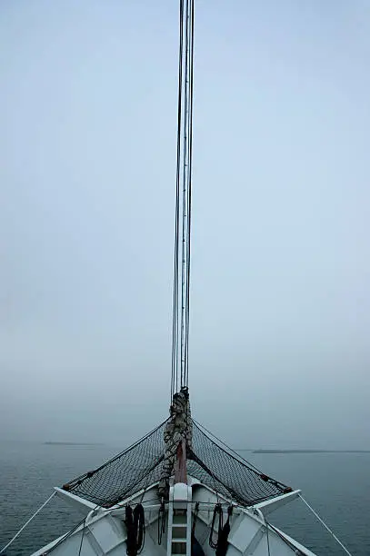 View from the bow of a sailship