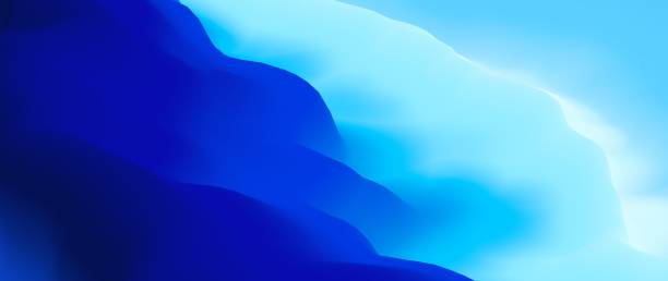Color explosion. Abstract paint splash. Ultra wide wallpaper. Blue fractal. Digital art. Futuristic surreal texture. 3d illustration. Creative neon color flow background. stock photo