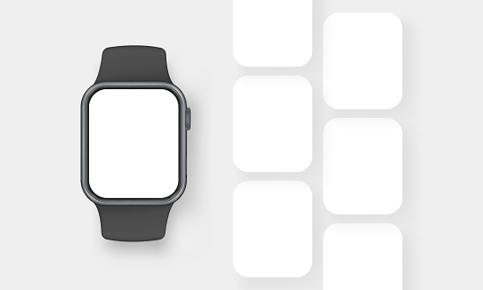 Smart Watch with Blank Screen. Mockup for Showcasing Mobile Apps Interfaces. Vector Illustration