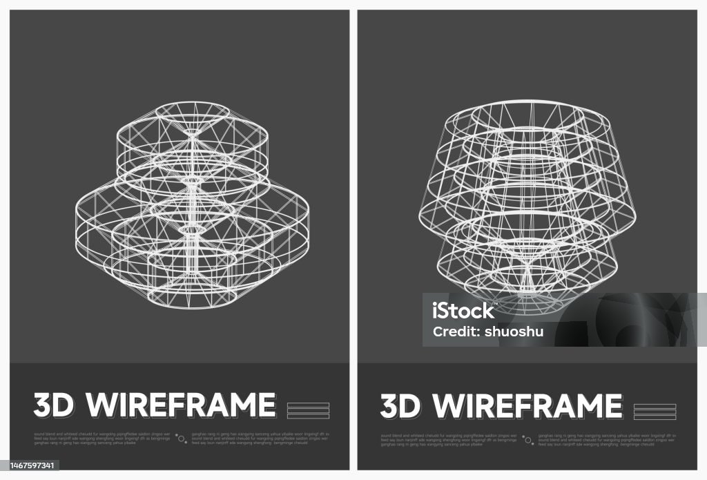 Structure Wireframe Vector Abstract Black And White 3d Wireframe Structure Model Line Poster ...