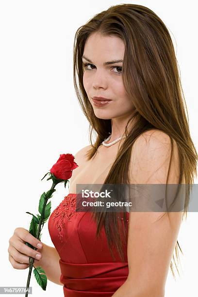 Donna Con Una Rosa - Fotografie stock e altre immagini di 18-19 anni - 18-19 anni, Abbigliamento, Abbigliamento formale