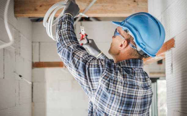 Professional Electrician During Work stock photo