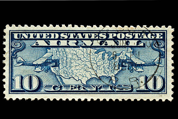 istock Map of  United States and Two mail planes postal stamp 146759898
