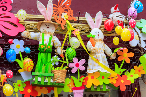 Showcase of the shop with Easter decoration