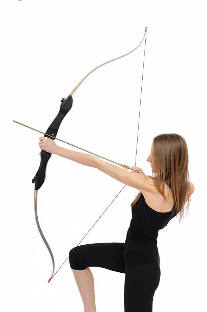 istock Archery - kneeling woman with bow 146760149