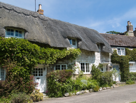 traditional thatched cottages in rural village