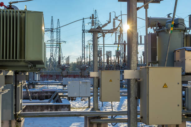 istock Electrical transformer, equipment for stepping up or stepping down voltage, high voltage power plant 1467602757