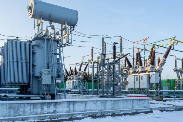 istock Electrical transformer, equipment for stepping up or stepping down voltage, high voltage power plant 1467602774