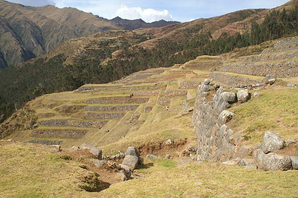 Inca castle ruins in Chinchero stock photo