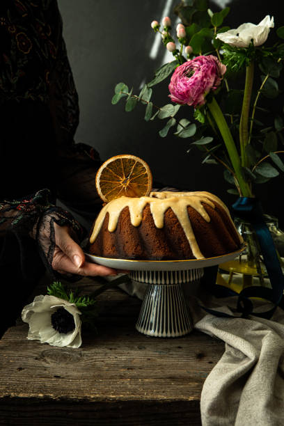 istock Still life with bundt cake and flowers 1467606835