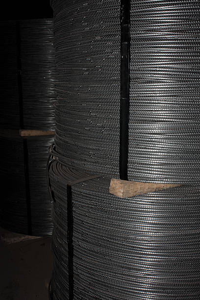 istock Row of reinforcement bar hanks 146760706
