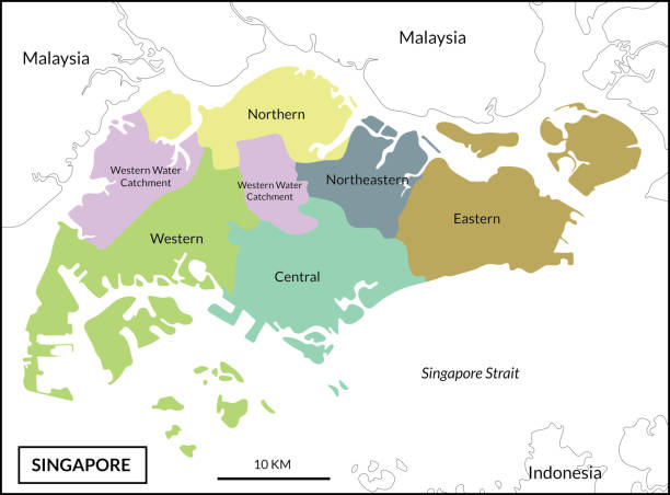 바넬코 맵 - silhouette cartography singapore map stock illustrations