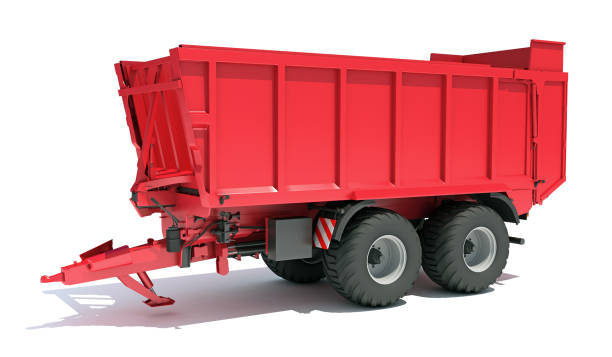 istock Farm Tractor Trailer 3D rendering on white background 1467611810
