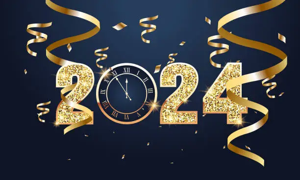 Vector illustration of 2024 Happy New Year Background Design. Greeting Card, Banner, Poster. Vector Illustration.
