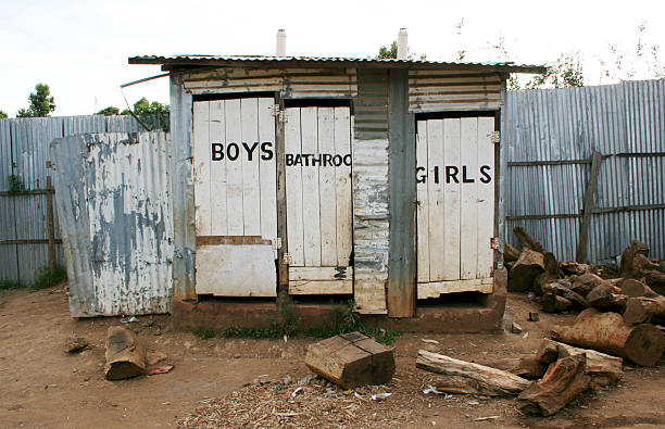 Toilet Shack in Africa stock photo