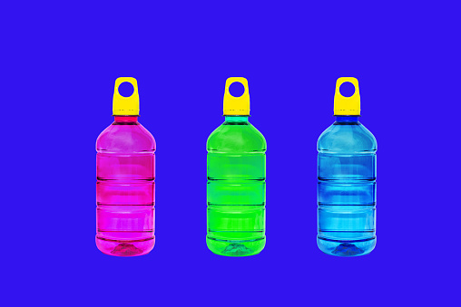 Three bottle with different colors
